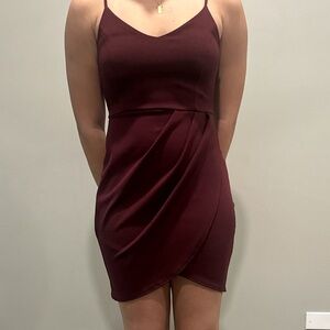 Lulu's Burgundy Mini Dress with Spaghetti Straps